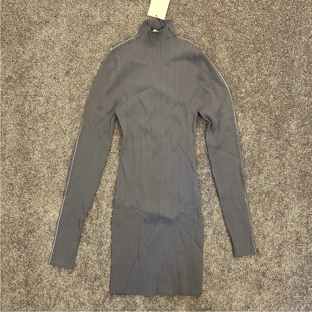 Zara Women's Long Sleeves Mini Dress Size M Gray Fitted Knit Stretch NWT $49.90 - Picture 4 of 16